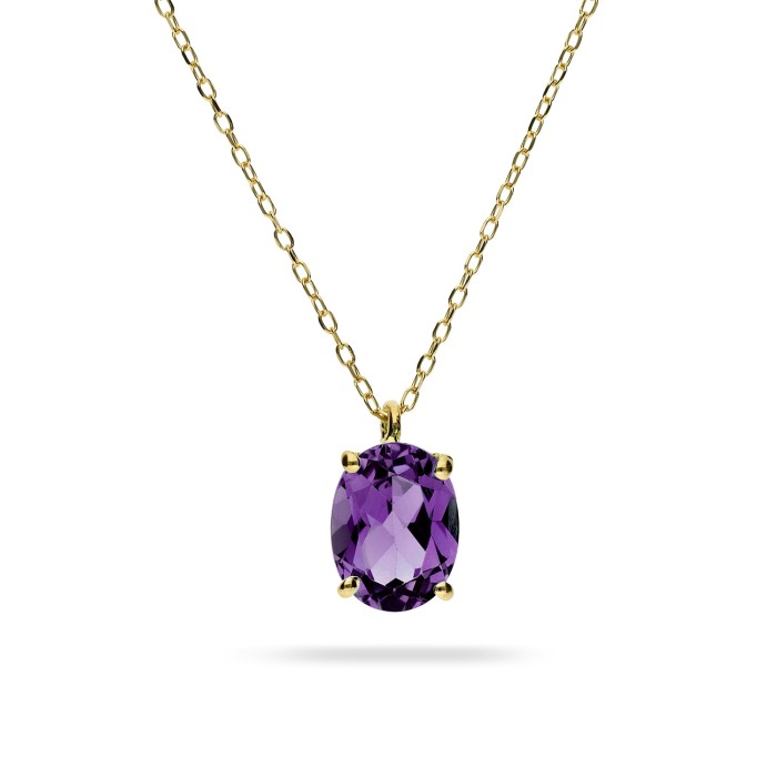 Amethyst and Yellow Gold Good Mood Necklace