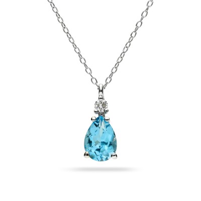 Collar Good Mood Topacio Azul y Diamantes