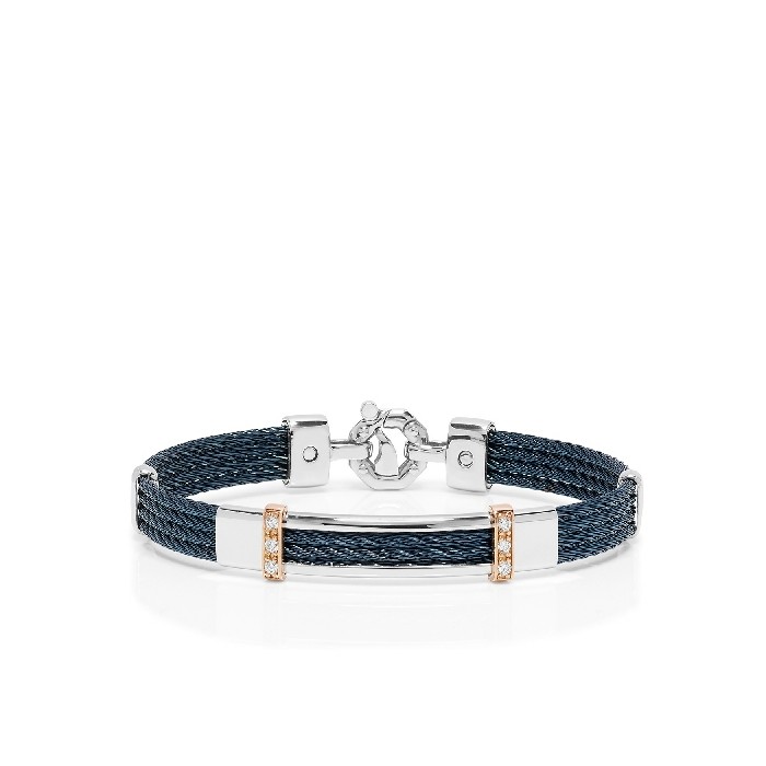Bracelet 316L Diamonds and PVD Blue Baraka