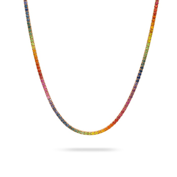 Rainbow riviere necklace Grau