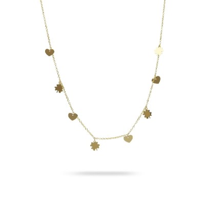 Grau clovers and hearts necklace