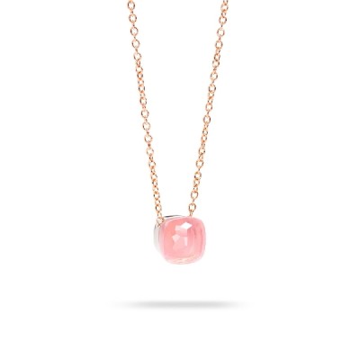 Rose gold and white pendant, with rose quartz and chalcedony, Pomellato Nudo