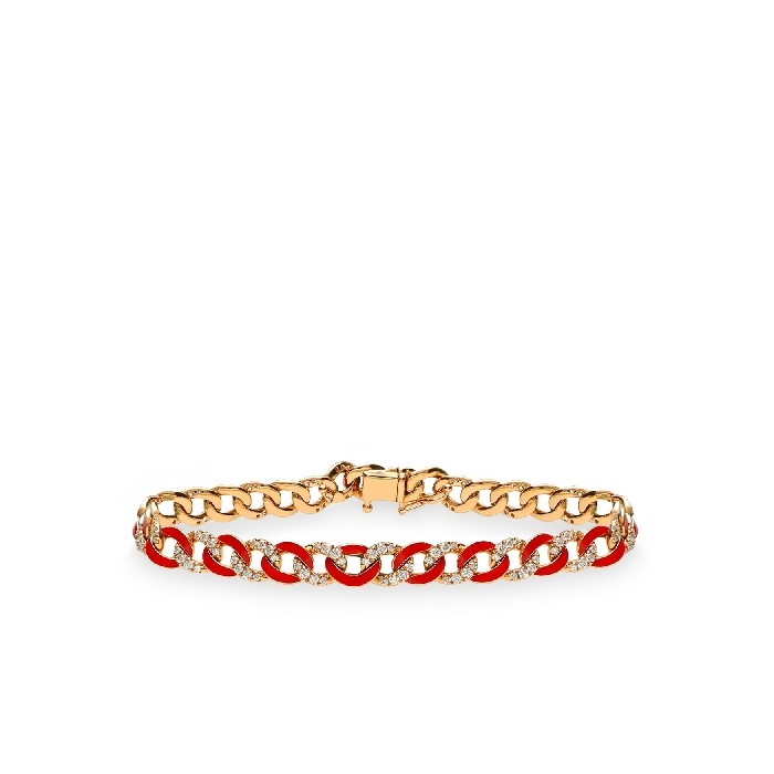 Rose gold red enamel bracelet by Grau
