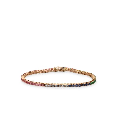 Rose Gold Bracelet Riviere Rainbow Grau