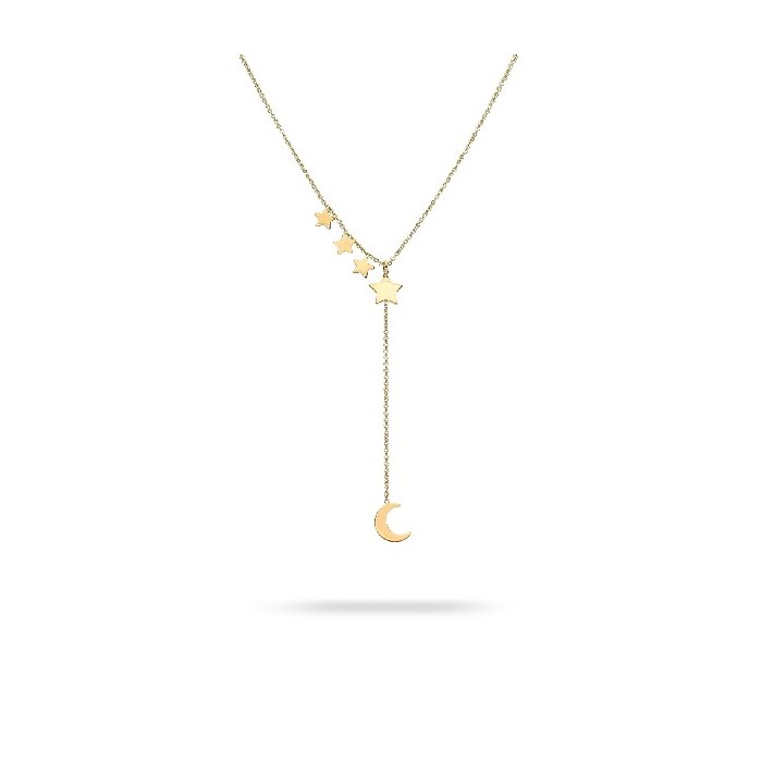 Grau Moon and Stars Yellow Gold Necklace