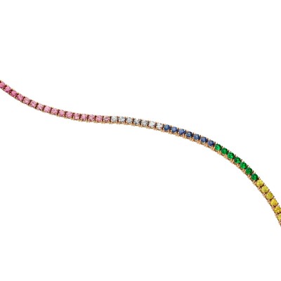 Rose Gold Bracelet Riviere Rainbow Grau