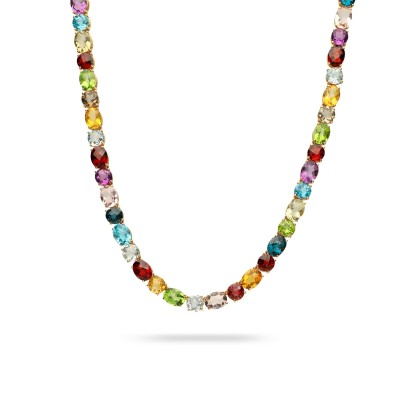 Grau Pink Gold Multicolored Gems Necklace