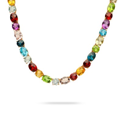 Grau Pink Gold Multicolored Gems Necklace