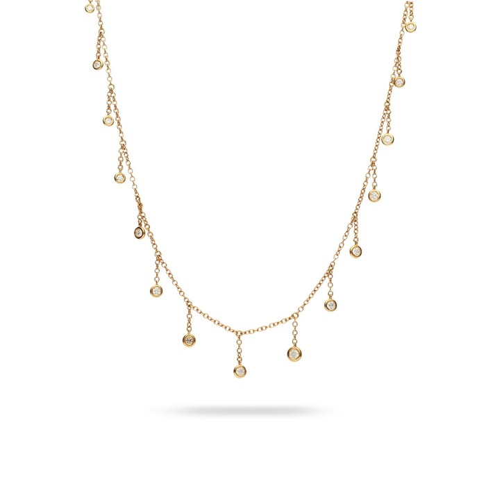 Aura Necklace Rose Gold Hanging Diamonds