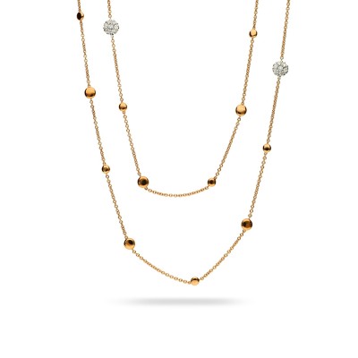 Long Necklace Pink Gold and Two Grau Diamonds
