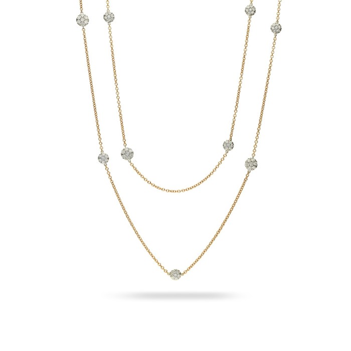 Long Rose Gold and Diamonds Necklace Grau