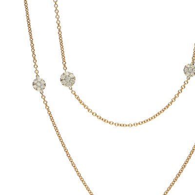 Long Rose Gold and Diamonds Necklace Grau