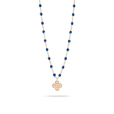 Rose Gold, Clover and Blue Resin Necklace GIGICLOZEAU