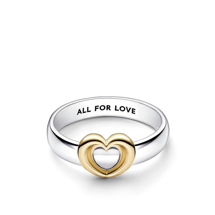 Pandora Moments Silver and Golden Heart Ring