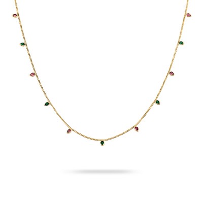 Neith Agatha Paris Midi Necklace Green and Pink