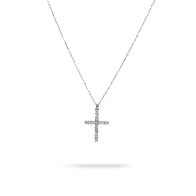 White Gold with Cross and Diamonds necklace