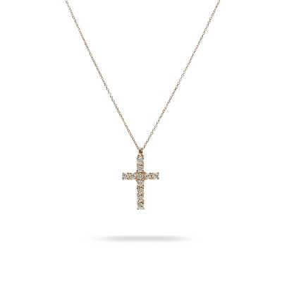 Rose Gold with Cross and Diamonds Necklace