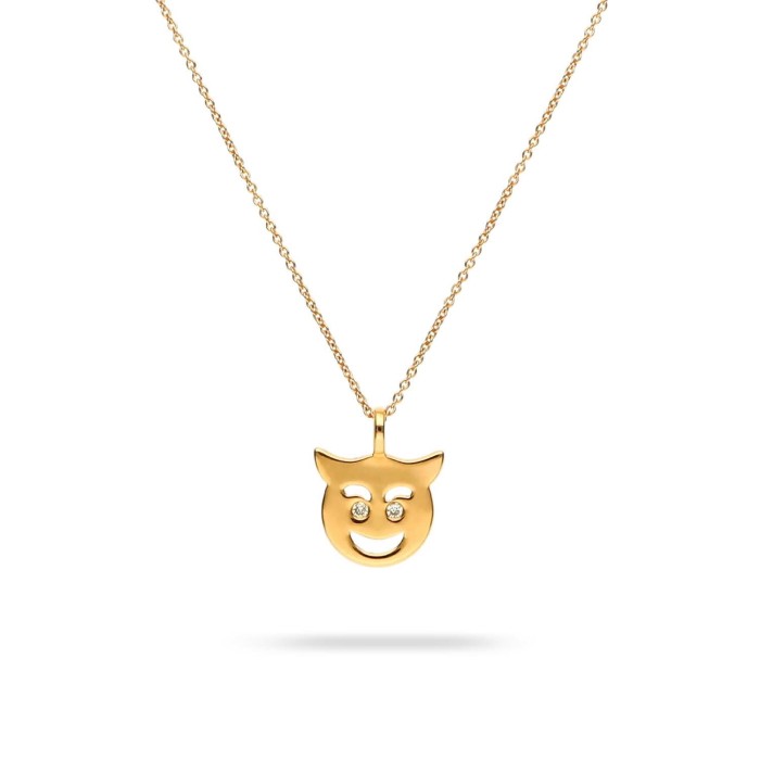 Penjoll i cadena d´or rosa Emoji diable de Joieria Grau