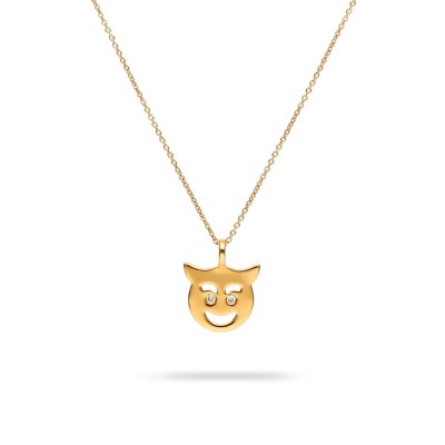 Colgante y cadena de oro rosa Emoji diablo de Joieria Grau