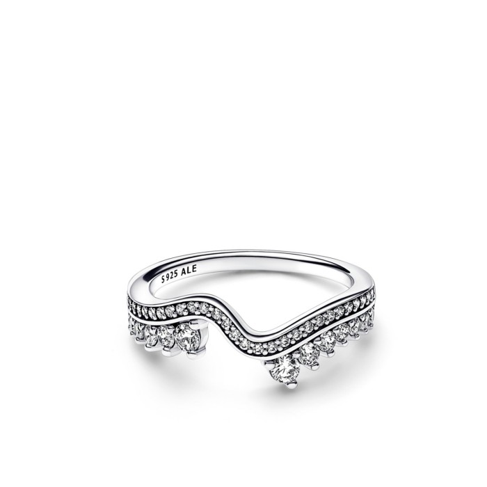 Silver Wave Ring with Pandora Timeless Crystals