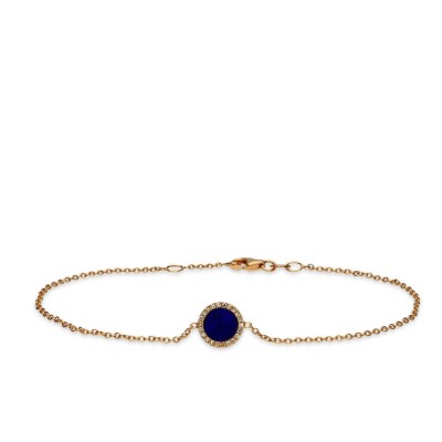 Halo Bracelet Lapis Lazuli, Diamonds and Rose Gold
