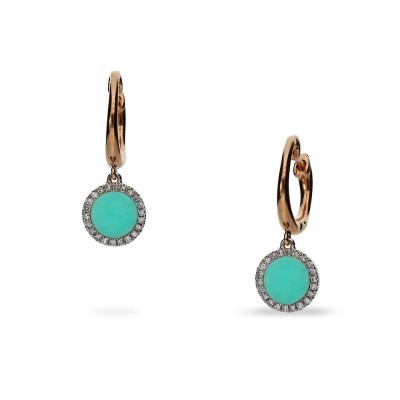 Rose Gold and Turquoise Halo Earrings