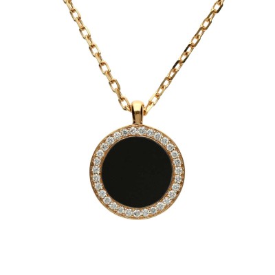 Rose Gold and Onyx Halo Necklace