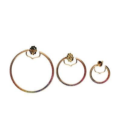 Rainbow Rose Gold Earrings 30 mm Grau