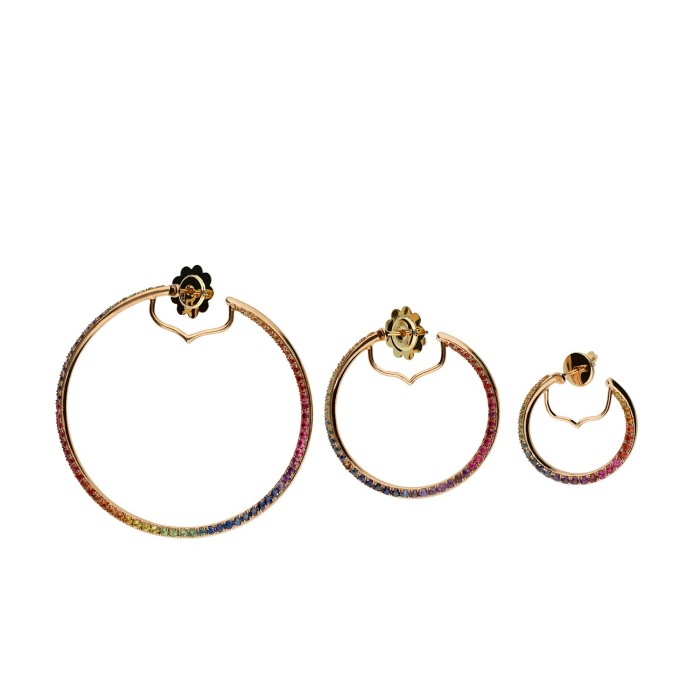 Rainbow Rose Gold Earrings 45 mm Grau