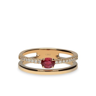 Double Diamond and Ruby Ring