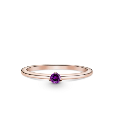 Anillo Pandora Rose Solitario Violeta