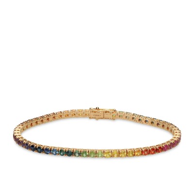 Riviere Rainbow Bracelet Sapphires and Rose Gold