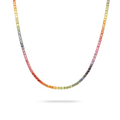 Rainbow Sapphires and Rose Gold Necklace
