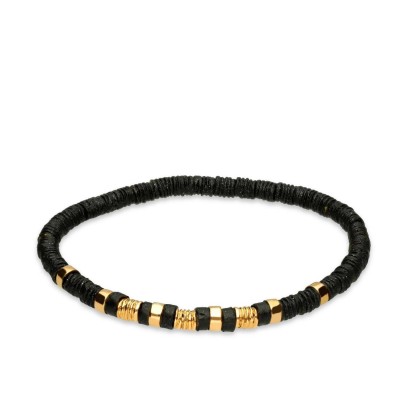 Beads and Yellow Gold Elastic Bracelet