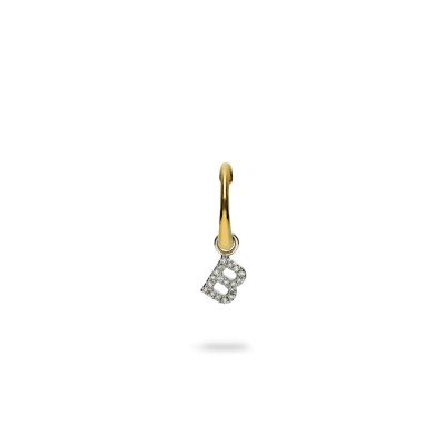 Initials Criolla Earring Letter B Gold and Diamonds