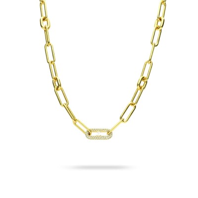 Yellow Gold and Diamonds Forced Chain Grau Necklace