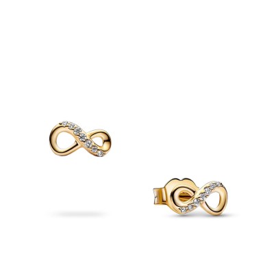 Pandora Moments Silver, Yellow Gold and Zirconia Earrings