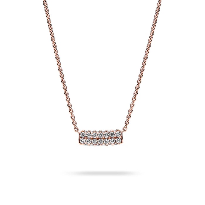 Pandora Timeless Silver, Rose Gold and Zirconia Necklace