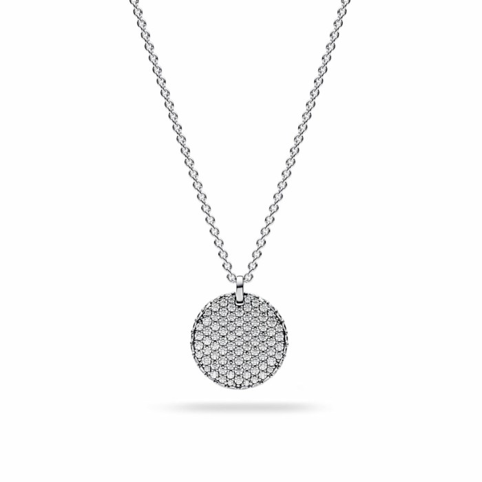 Pandora Timeless Silver and Zirconia Disc Necklace