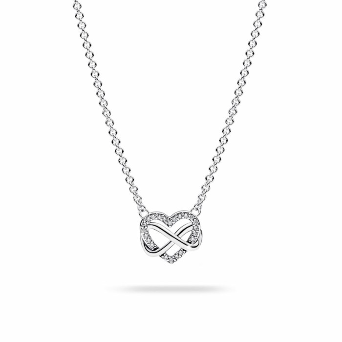 Pandora Moments Infinity Heart Silver and Zirconia Necklace