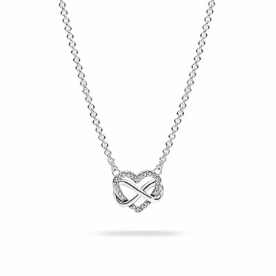 Pandora Moments Infinity Heart Silver and Zirconia Necklace