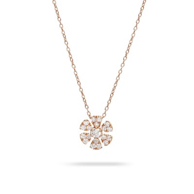 Rose Gold Flower and Diamond Necklace