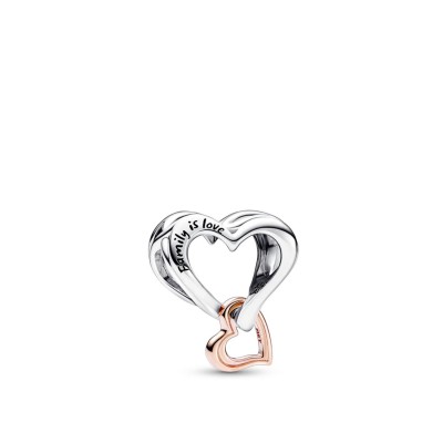Pandora Moments Heart Charm in Silver and Rose Gold