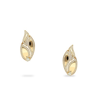 Rose Gold and Diamond Leaf Grau Earrings