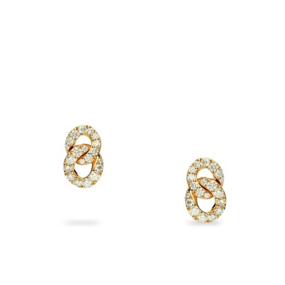 Yellow Gold and Diamonds Barbed Chain Grau Earrings