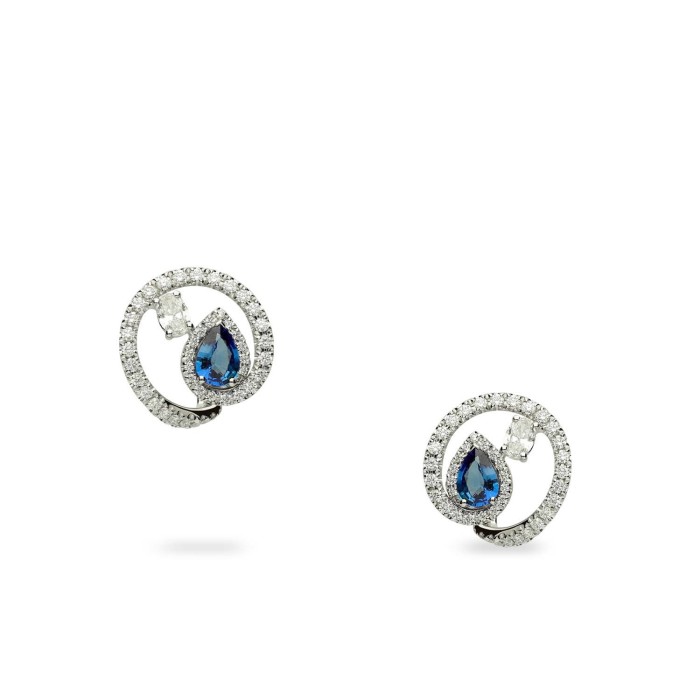 Grau Sapphire, White Gold and Diamond Earrings