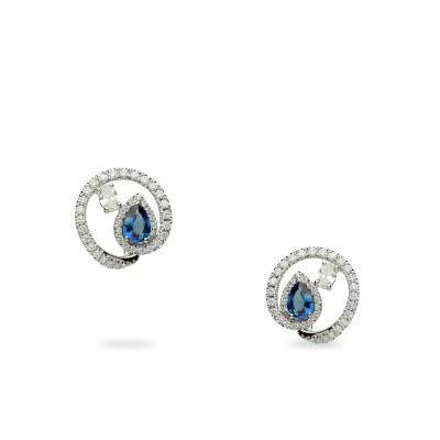 Grau Sapphire, White Gold and Diamond Earrings