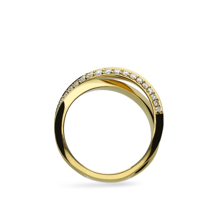 Ring Grau Crossed Yellow Gold and Diamonds