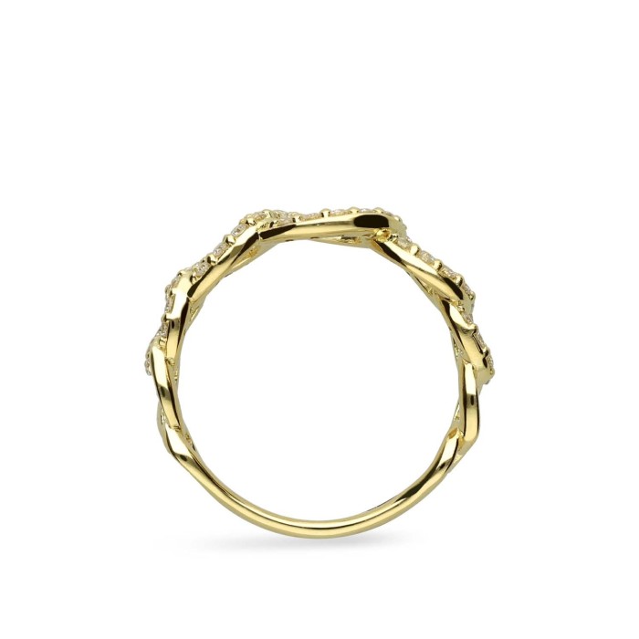 Barbed Chain Yellow Gold and Diamonds Grau Ring