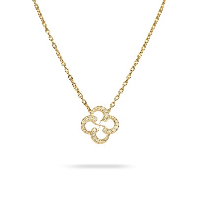 Rose Gold Diamond Flower Necklace